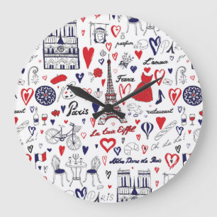Reloj Redondo Grande París Vintage: Patrón de línea de viaje