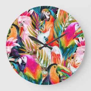 Reloj Redondo Grande Parroquias acuáticas: Patrón tropical sin foco