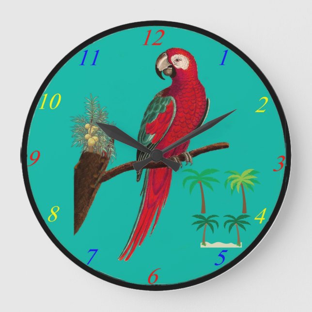 Reloj Redondo Grande Parrot Wall Clock (Anverso)