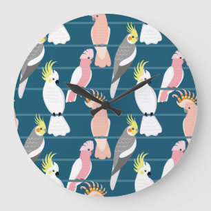 Reloj Redondo Grande Parrots personalizados: Patrón sin foco