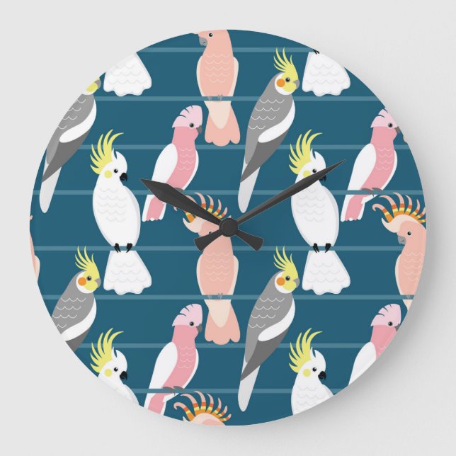 Reloj Redondo Grande Parrots personalizados: Patrón sin foco (Anverso)