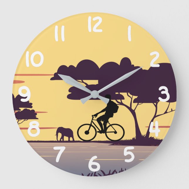 Reloj Redondo Grande Paseo en bicicleta de Safari al atardecer - Ciclis (Anverso)
