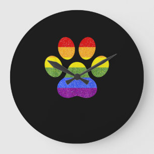 Reloj Redondo Grande Pasta arcoiris Imprimir perro Paw simpatizante del