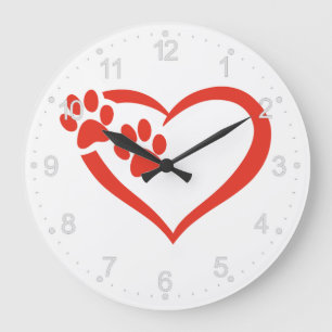 Reloj Redondo Grande Pasta cardíaca en rojo - Elegir color de fondo