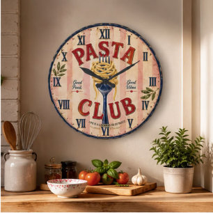 Reloj Redondo Grande Pasta Club Vintage Kitchen