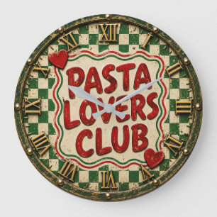 Reloj Redondo Grande Pasta Lovers Club Italian Kitchen Gift & Farmhouse