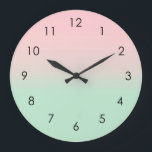 Reloj Redondo Grande Pastel Aesthetic Ombre Gradient Pink Mint Green<br><div class="desc">Add your name and personalize this yoga mat. Beautiful digital watercolor pastel pink and mint green muted gradient ombre design. Simple,  calm,  relaxing and glam,  boho,  chic modern yoga mat. Gradient gift. Personalized Gradient gifts. Beautiful korean aesthetic pastel pink and mint green home gifts decor.</div>