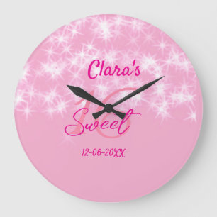 Reloj Redondo Grande Pastel bebé rosa dulce 16 cumpleaños agregar nombr
