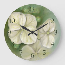 Reloj Redondo Grande Pastel blanco crema suave Hydrangea Floral
