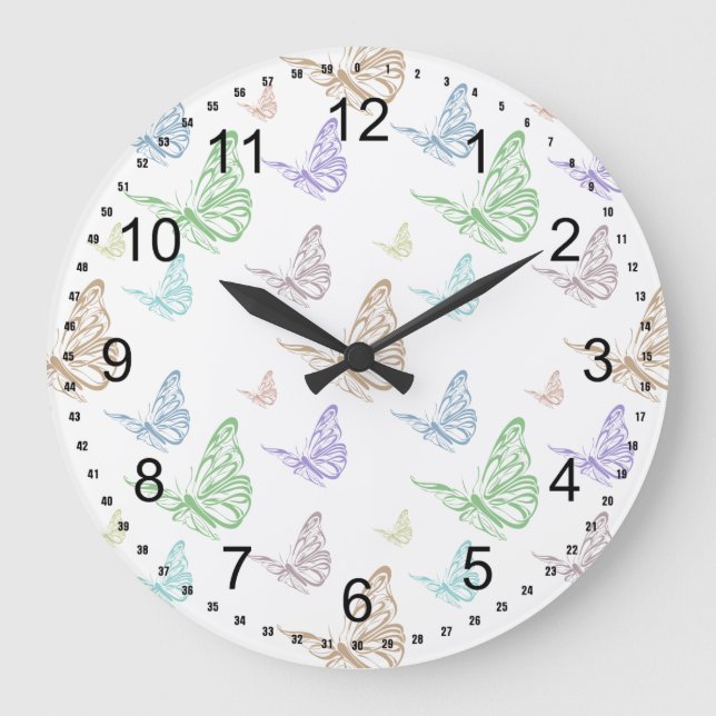 Reloj Redondo Grande Pastel Butterflies (Anverso)