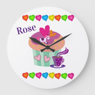 Reloj Redondo Grande Pastel Corazón Pony Clock