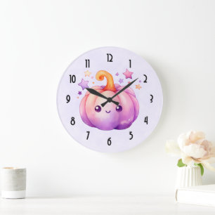 Reloj Redondo Grande Pastel de Calabaza con Estrellas Vibe Soñador Lind