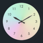 Reloj Redondo Grande Pastel de degradado silenciado Ombre Arcoiris<br><div class="desc">Hermoso diseño digital acuarela rosa morado color melocotón amarillo degradado oscuro. Sencillo,  tranquilo,  relajante y glam,  boho,  alfombra de yoga moderna de moda. Regalo de degradado. Regalos de degradado personalizados. El diseño de los regalos personalizados de yoga gradiente está disponible en diferentes productos de yoga,  ver en la colección.</div>