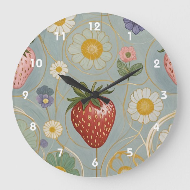 Reloj Redondo Grande Pastel Floral y Berry Delight (Anverso)