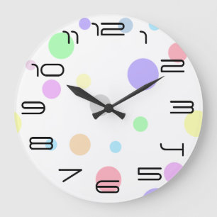 Reloj Redondo Grande Pastel Polka Dot Pattern