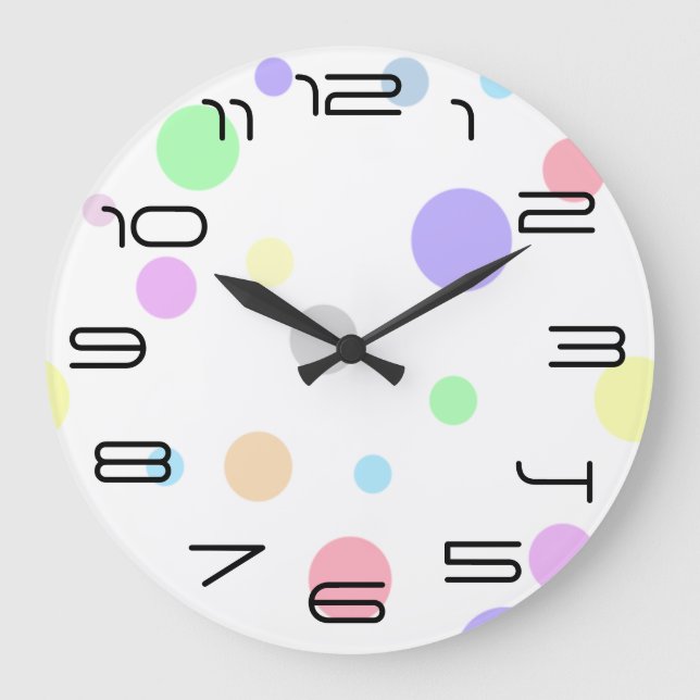 Reloj Redondo Grande Pastel Polka Dot Pattern (Anverso)