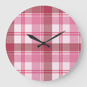 Reloj Redondo Grande pastel rosa plateado: rejilla cuadrada sin costura