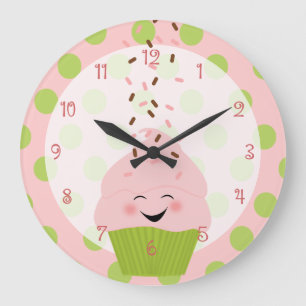 Reloj Redondo Grande Pastel rosa y verde