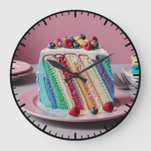 Reloj Redondo Grande Pastelería Tarta Arcoíris Productos Horneados Apas