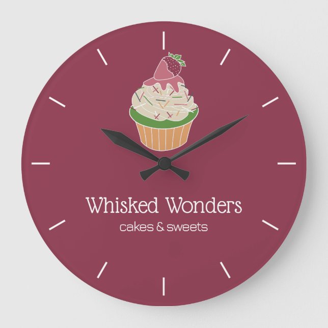 Reloj Redondo Grande Pastelero de Panadería de Cupcakes (Anverso)