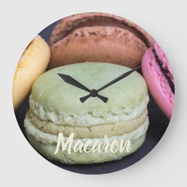 Reloj Redondo Grande Pasteles de Macaron para regalo dulce (Anverso)
