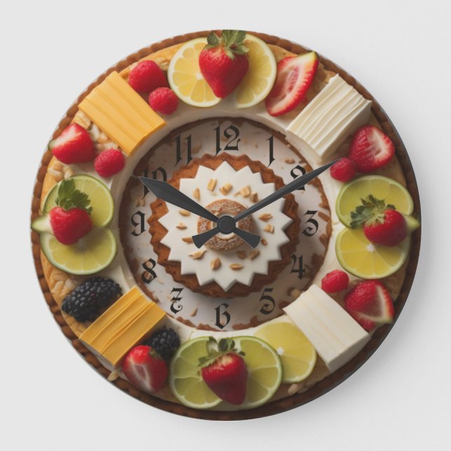Reloj Redondo Grande Pasteles y frutas (Anverso)