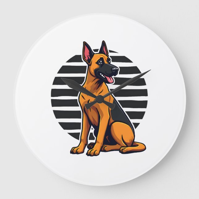 Reloj Redondo Grande Pastor Belga Malinois (2) (Anverso)