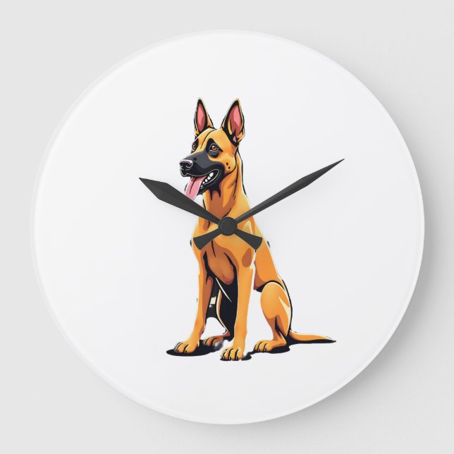 Reloj Redondo Grande Pastor Belga Malinois (3) (Anverso)
