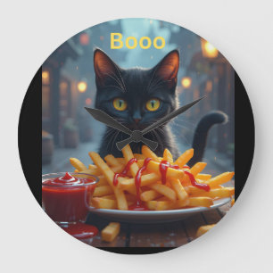 Reloj Redondo Grande patatas fritas de calabaza de Halloween con catsup