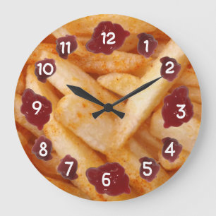 Reloj Redondo Grande Patatas fritas y salsa de tomate