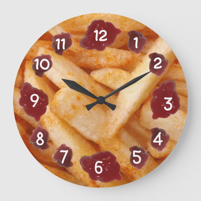 Reloj Redondo Grande Patatas fritas y salsa de tomate (Anverso)