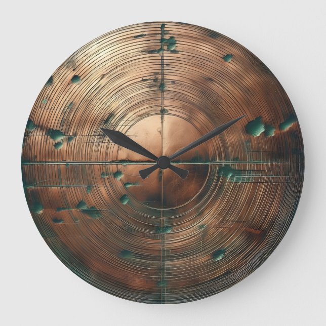 Reloj Redondo Grande pátina de cobre (Anverso)