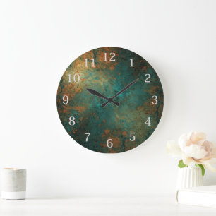 Reloj Redondo Grande Pátina de cobre angustiado efímero vintage
