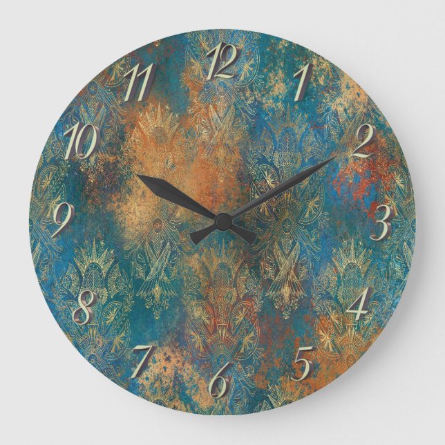 Reloj Redondo Grande Pátina de cobre verde     (Anverso)