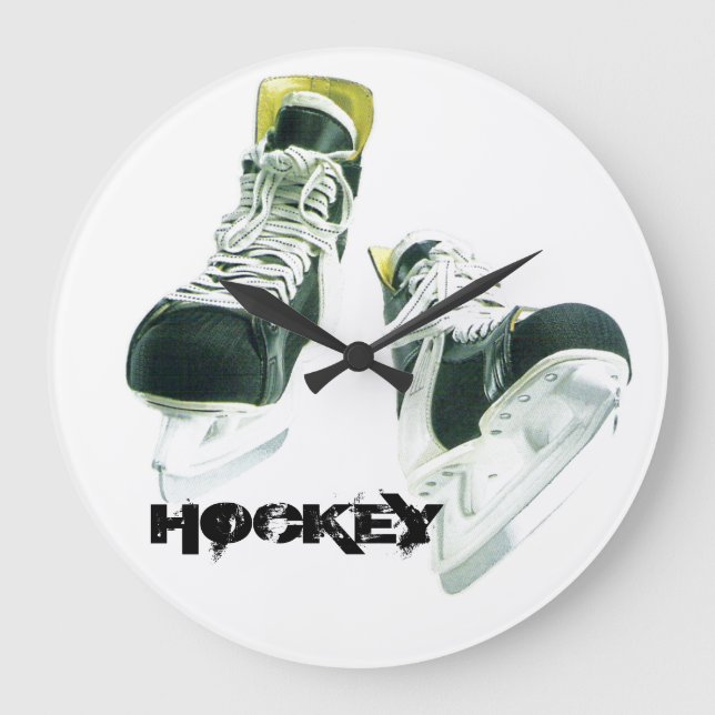 Reloj Redondo Grande Patines de hockey (Anverso)