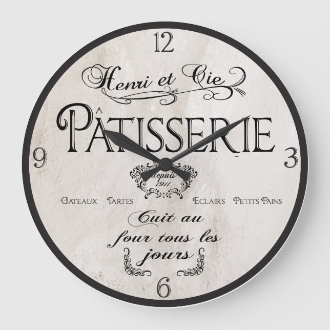 Reloj Redondo Grande Patisserie French Clock, Antique White French Deco (Anverso)