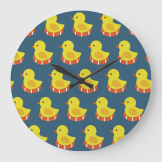 Reloj Redondo Grande Pato de goma amarillo, lindo, sin costuras.