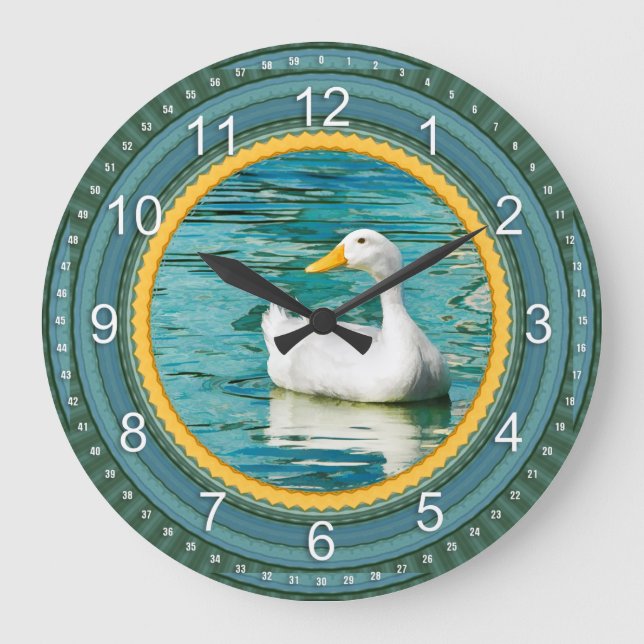 Reloj Redondo Grande Pato de Pekin Blanco - Fotografía de la naturaleza (Anverso)