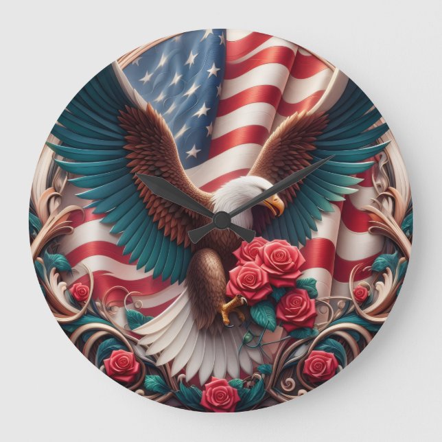 Reloj Redondo Grande Patriotic American Eagle Clock (Anverso)