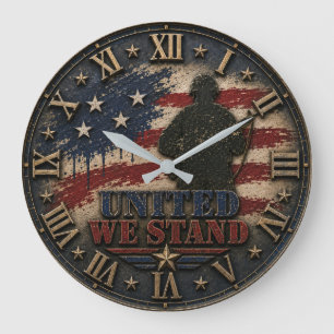 Reloj Redondo Grande Patriotic American Flag United We Stand
