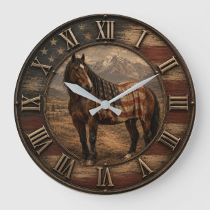 Reloj Redondo Grande Patriotic American Horse USA Flag Western Ranch
