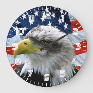 Reloj Redondo Grande Patriotic Bald Eagle American Flag Wall Clock