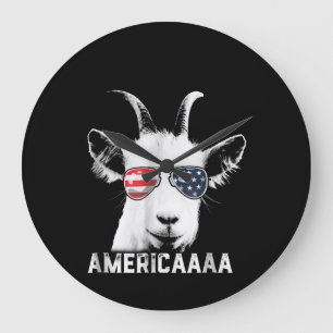 Reloj Redondo Grande Patriotic Goat Funny Goat America