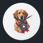 Reloj Redondo Grande Patriotic Golden Retriever Rescue Vintage Tee 4<br><div class="desc">Patriotic Golden Retriever Rescue Vintage Tee 4</div>