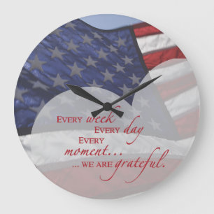 Reloj Redondo Grande Patriotic Heart Flag, Military Appreciation