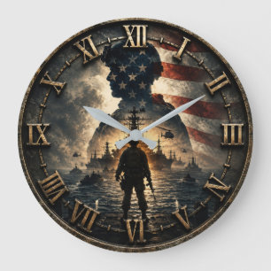 Reloj Redondo Grande Patriotic Military American Soldier Flag 