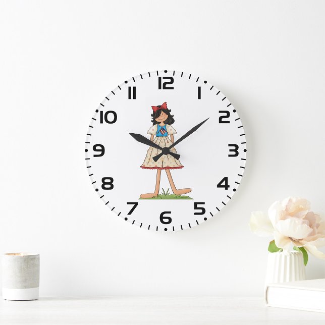 Reloj Redondo Grande Patriotic Rag Doll Chica Americana Folk (Subido por el creador)