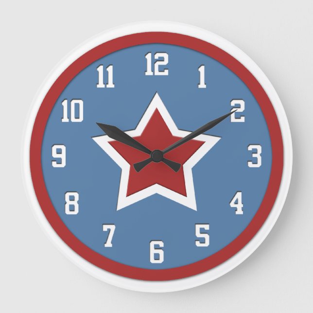 Reloj Redondo Grande Patriotic Star Wall Clock (Anverso)