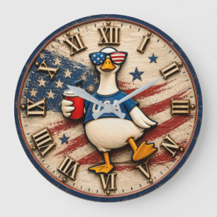 Reloj Redondo Grande Patriotic USA Goose American Independence Day