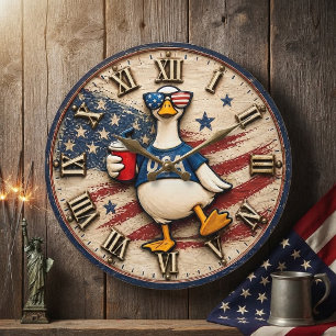 Reloj Redondo Grande Patriotic USA Goose American Independence Day